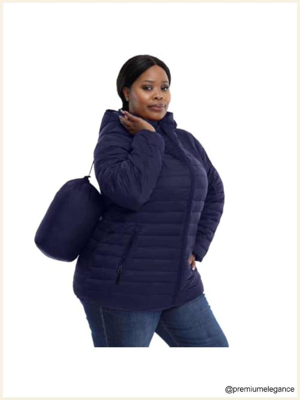 Plus Size Packable Puffer Jacket Water-Resistant Lightweight Winter Coat
